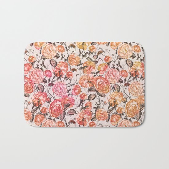 Vintage Floral Watercolor Pattern Bath Mat