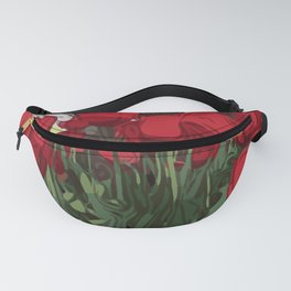 Red Tulips Park Comic Art Fanny Pack