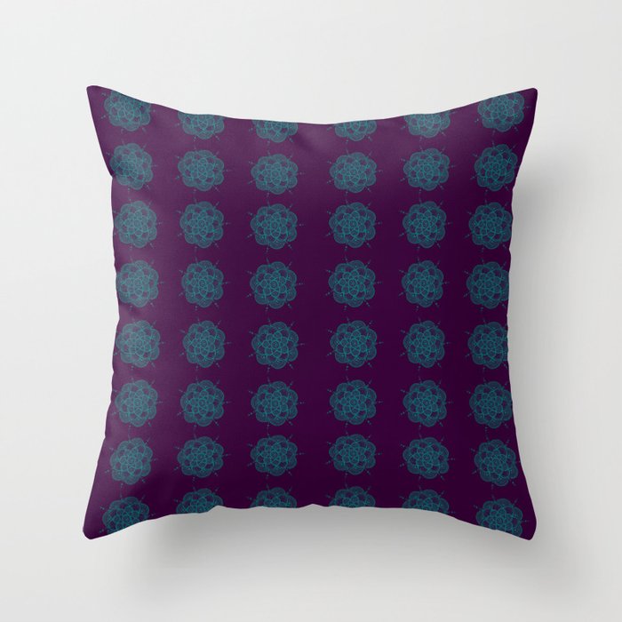 Turquoise Flowers Throw Pillow