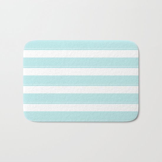 Striped 2 - turquoise stripes on white - #Society6 Bath Mat