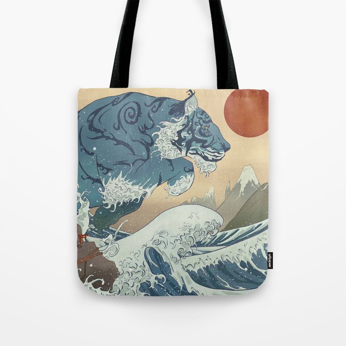 Ukiyo-e Tiger in the Waves Tote Bag
