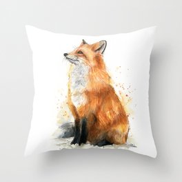 Fox Watercolor Red Fox Painting Throw Pillow