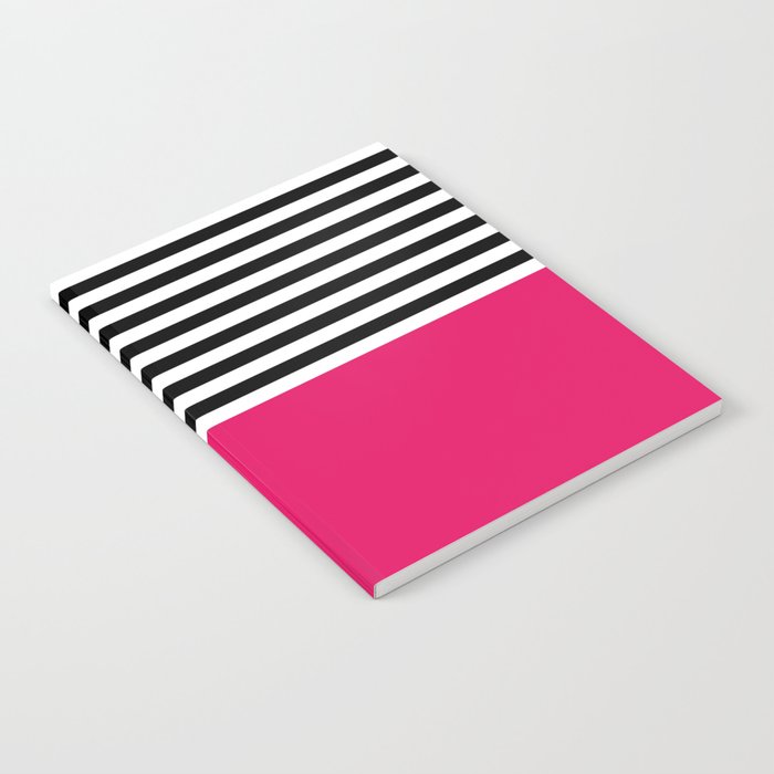 Raspberry With Black and White Stripes Notebook