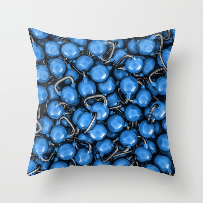 Kettlebells BLUE Throw Pillow