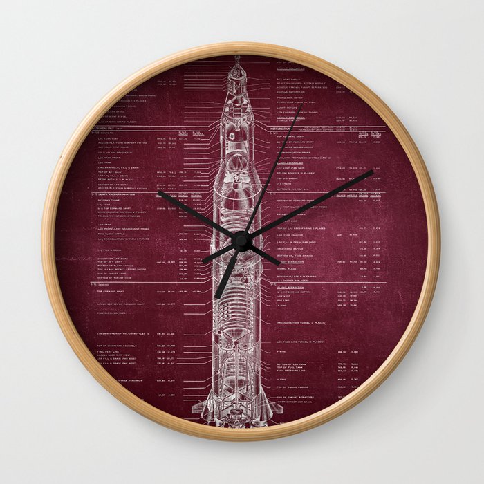 Apollo 11 Saturn V Blueprint in High Resolution Wall Clock