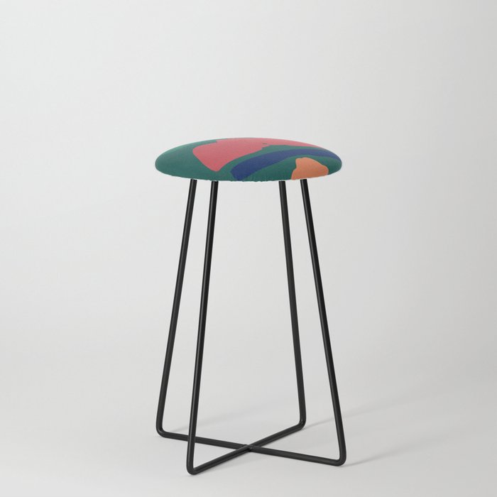 Stacked shapes in orange and green Counter Stool