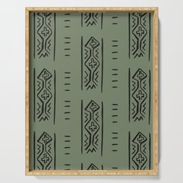 Mud Cloth Mercy Olive Green and Black Pattern Serving Tray