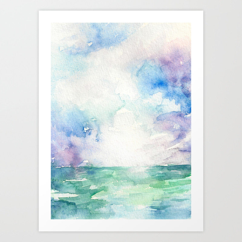 Colored Sky Watercolor Painting Art Print By Emeraldtree Society6