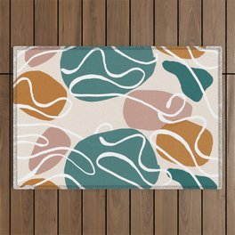 Boho pastel abstract Pattern beige green Outdoor Rug