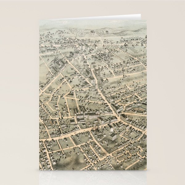 Vintage Pictorial Map of Meriden CT (1875) Stationery Cards by BravuraMedia Society6