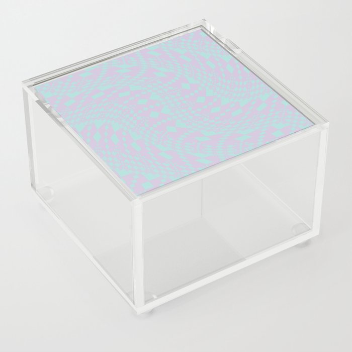 Warped Checks - Lilac and Aqua Acrylic Box