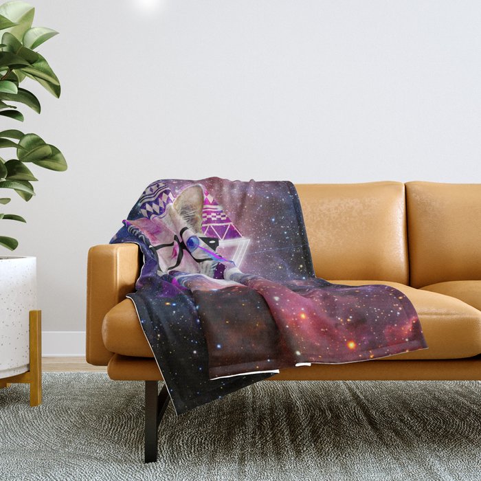 Galaxy cat Throw Blanket by grafik prod Society6
