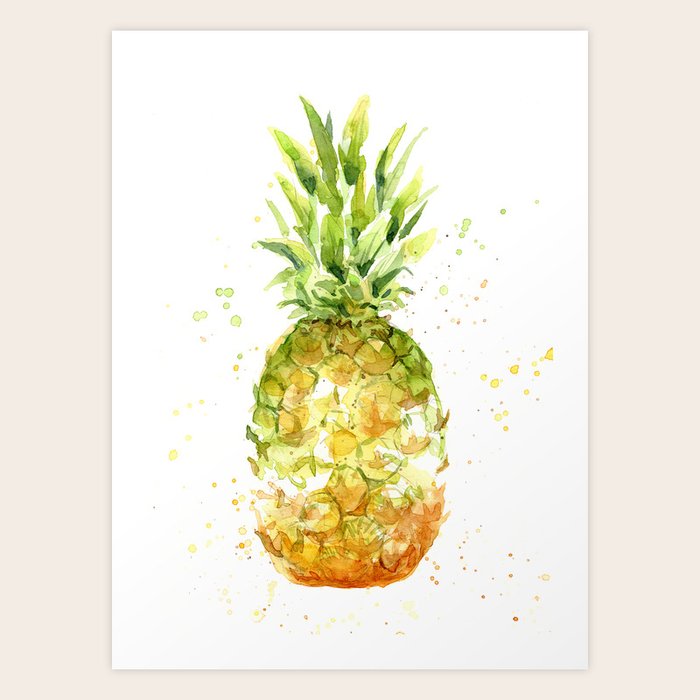 Pineapple Watercolor Abstract Fruit Painting Art Print By Olechka Society6