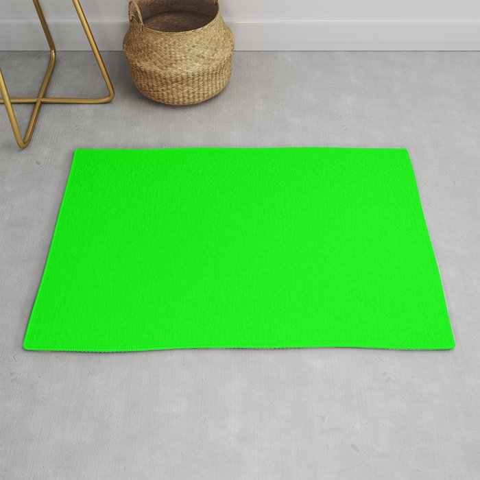 Neon Green Simple Solid Color All Over Print Rug