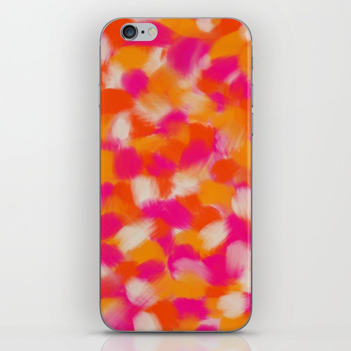 Clementines and Fuchsia Flowers - Paint Brushstrokes Abstract iPhone Skin