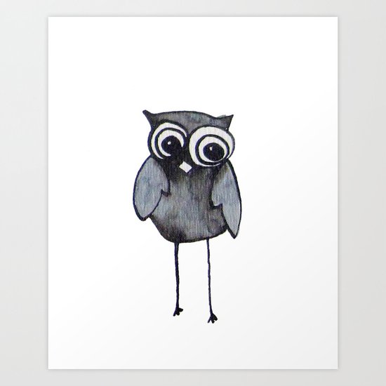 The Friendly Owl - White Background Art Print