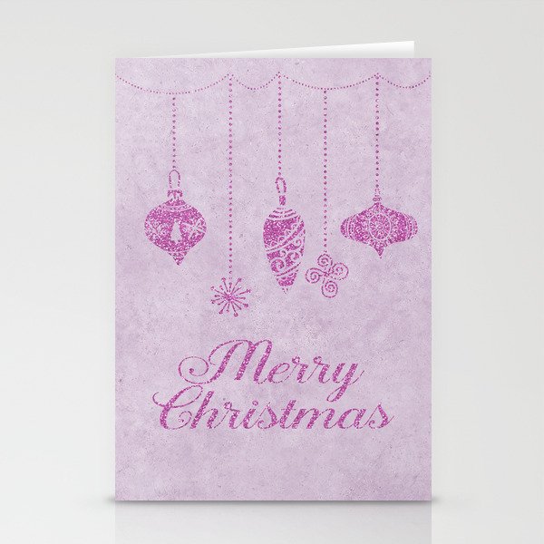 Pink glittering christmas decoration Stationery Cards