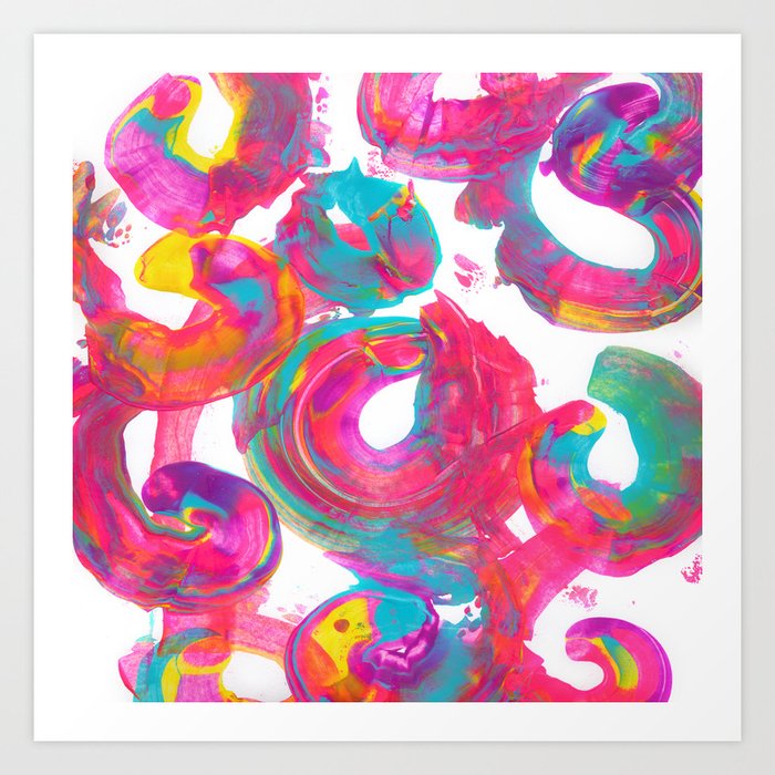 Colorful Abstract of Circles with Vibrant Rainbow Colors Art Print