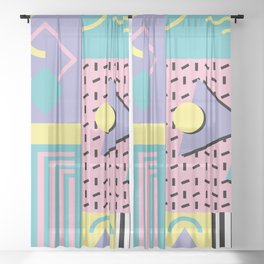 Memphis Pattern 27 - 80s - 90s Retro / 1st year anniversary design Sheer Curtain