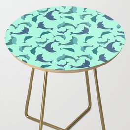 Playful Dolphins on Aquamarine Background Side Table