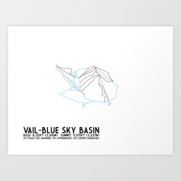 Vail, CO - Blue Sky Basin - Minimalist Trail Art Art Print | Illustration, Vector, Abstract, Graphic Design 