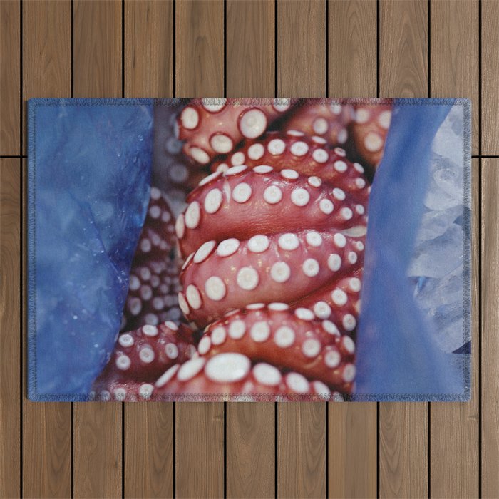 Octopus in Blue Outdoor Rug