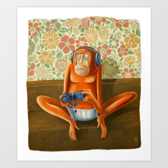 Monkey play Art Print