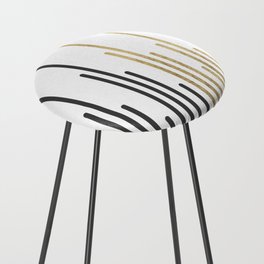 Geometrical black gold minimalist abstract tripes Counter Stool