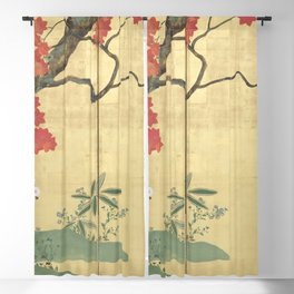 Maple Tree Japanese Edo Period Six-Panel Gold Leaf Screen Blackout Curtain