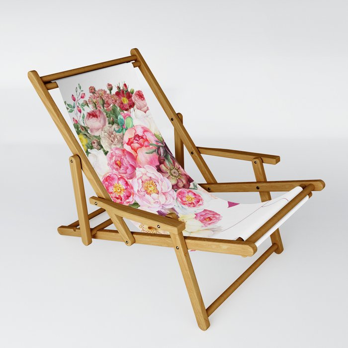 Rose Crown Portrait Flowers Graphic Print - Floral Tropical  Sling Chair