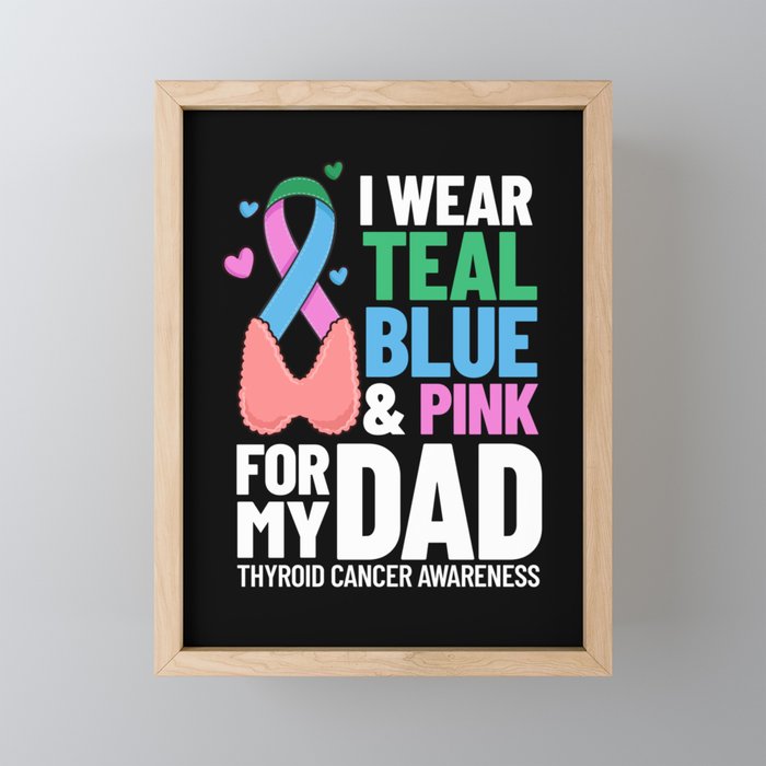 Thyroid Cancer Ribbon Awareness Survivor Framed Mini Art Print