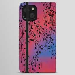 Bright Red Sunset with Vines iPhone Wallet Case