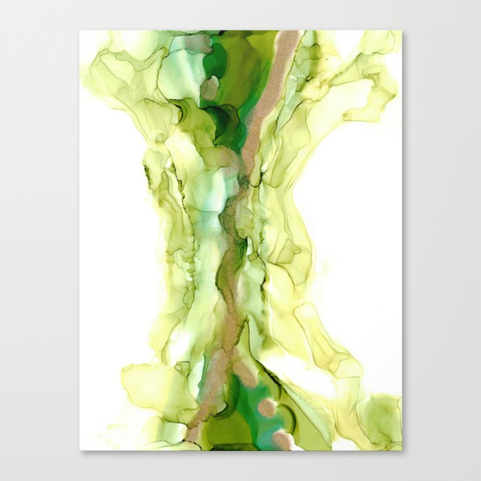 Mossy Wonder Abstract 42722 Modern Alcohol Ink painting by Herzart Canvas Print