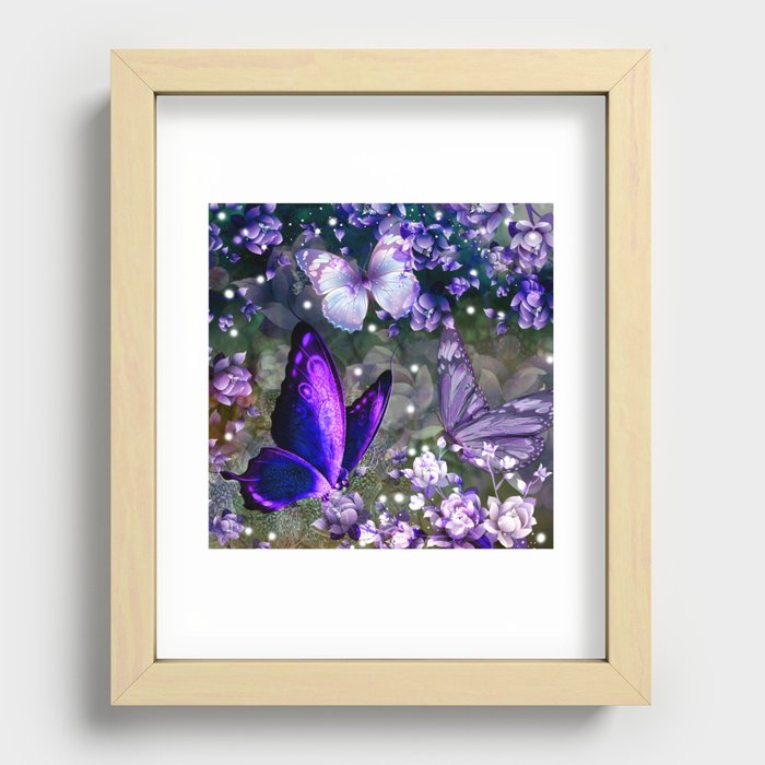 Lavender Butterfly Garden  Recessed Framed Print