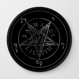Wiccan symbol silver Sigil of Baphomet- Satanic god occult symbol Wall Clock