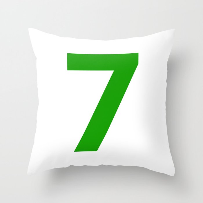 Number 7 (Green & White) Throw Pillow