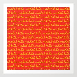 Mahal Kita | Typographic Pattern | Yellow and Red Art Print