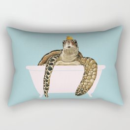 Sea Turtle in Bathtub Rectangular Pillow