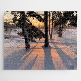 Sunset in the Snowy Forest  Jigsaw Puzzle