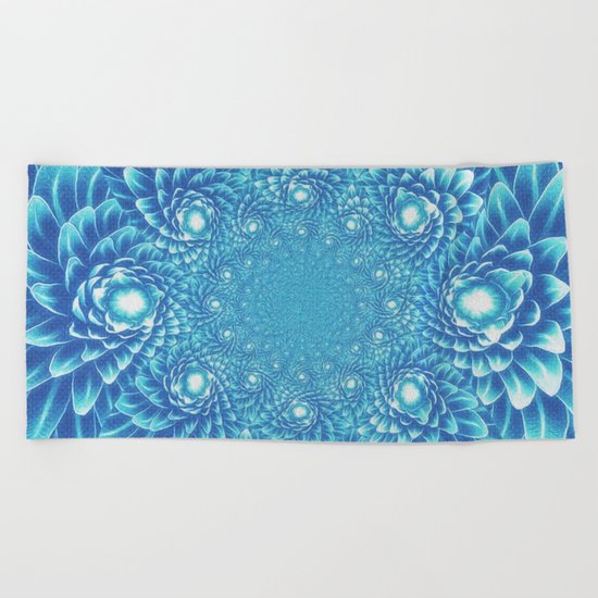 Fresh Modern Green Warp Cactus Pattern Fractal Art! Beach Towel