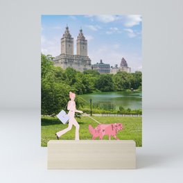 Pink Pair in a Central Park Stroll  Mini Art Print