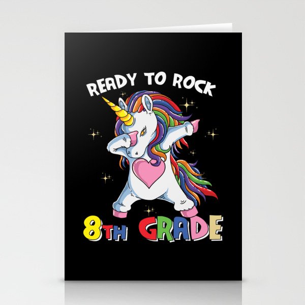 Ready To Rock 8th Grade Dabbing Unicorn Stationery Cards