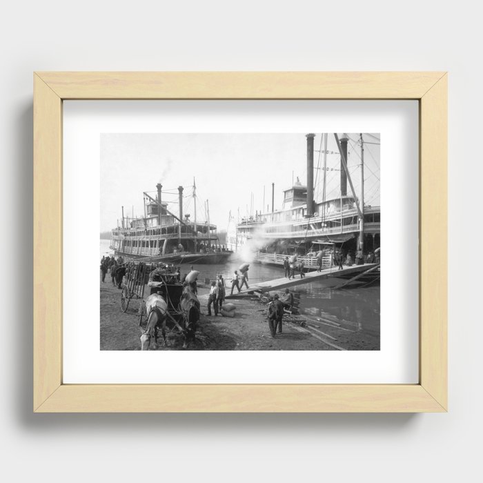Mississippi River Steamboats At The Dock - Memphis - 1906 Recessed Framed Print