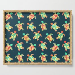 Cute Flower Child Hippy Turtles Serving Tray