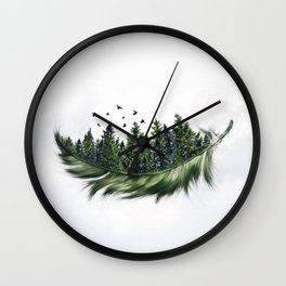Earth Feather • Green Feather I Wall Clock