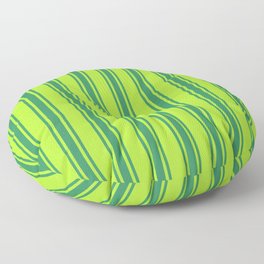[ Thumbnail: Light Green and Sea Green Colored Lines/Stripes Pattern Floor Pillow ]