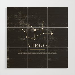 Virgo Zodiac Sign Constelation - Black and White Aesthetic - Grunge Wood Wall Art