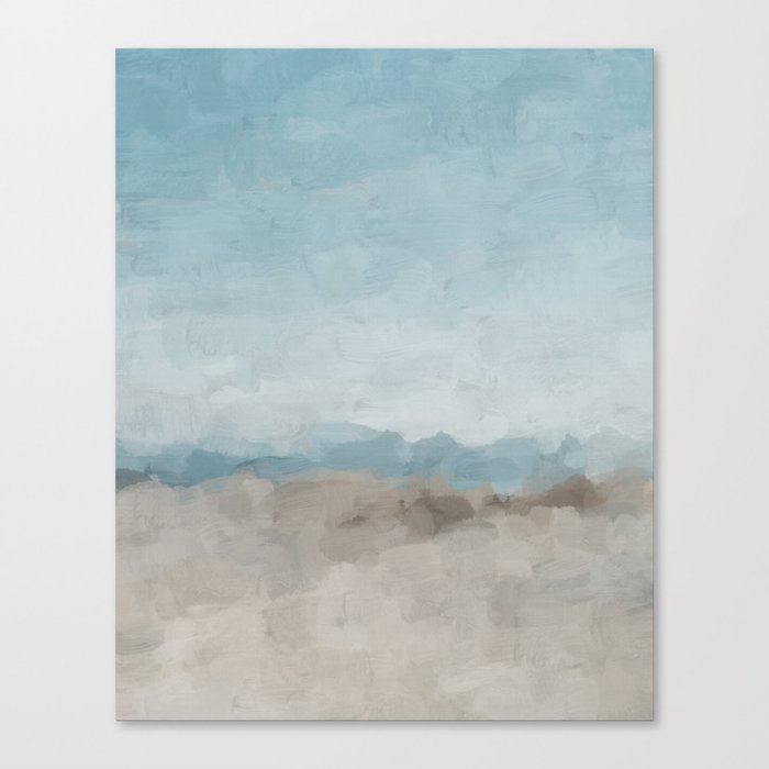 Beach Day II - Ocean Horizon Sandy Sunny Clear Blue Skies Abstract Nature Painting Art Print  Canvas Print