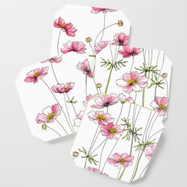 Pink Cosmos Flowers Coaster