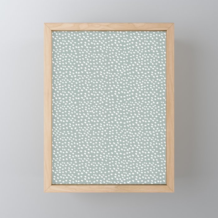 Sage dots Framed Mini Art Print